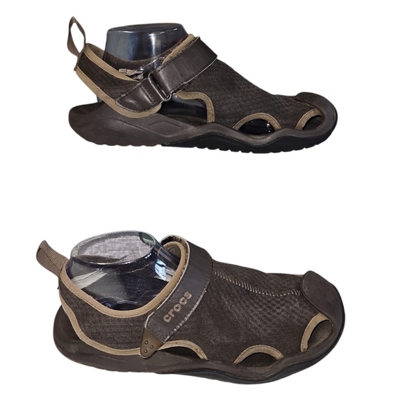 Crocs Men's Swiftwater Mesh Deck Sandals Brown Size 9 - Picture 2 of 7